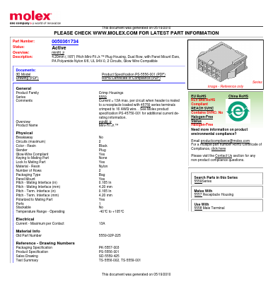 5559-02P-225 Datasheet PDF Molex Connectors
