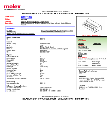50-37-5033 Datasheet PDF Molex Connectors