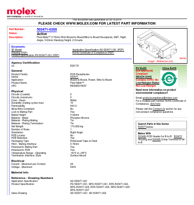 503471-0200 Datasheet PDF Molex Connectors