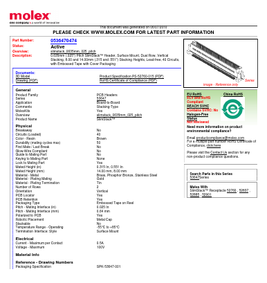 53647-0474 Datasheet PDF Molex Connectors