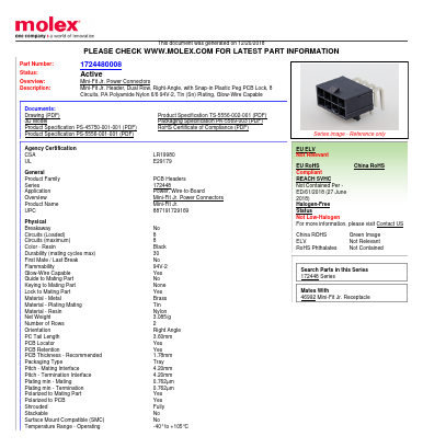 172448-0008 Datasheet PDF Molex Connectors