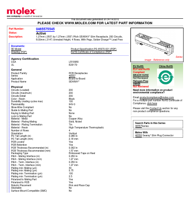 46557-5545 Datasheet PDF Molex Connectors