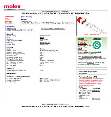 0444761112 Datasheet PDF Molex Connectors