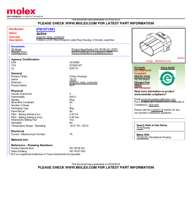 SD-78197-002 Datasheet PDF Molex Connectors