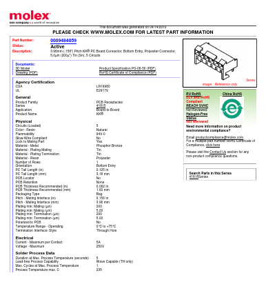 A-41815-0033 Datasheet PDF Molex Connectors