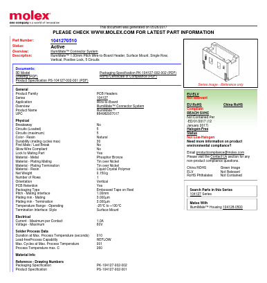 104127-0510 Datasheet PDF Molex Connectors