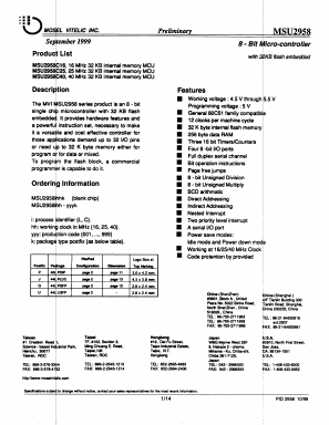 MSU2958 Datasheet PDF Mosel Vitelic Corporation 