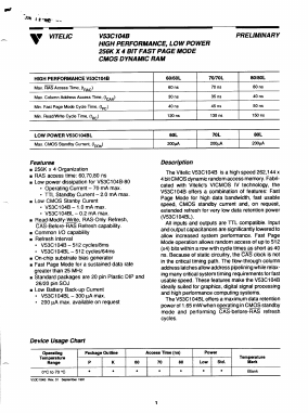 VC53C104B-60 Datasheet PDF Mosel Vitelic Corporation 