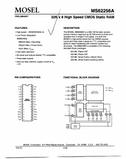 MS62256A-55SC Datasheet PDF Mosel Vitelic Corporation 