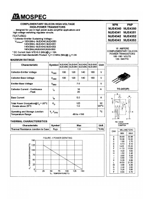 MJE4352 Datasheet PDF Mospec Semiconductor
