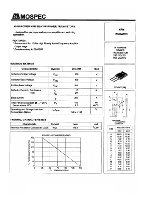 2SC4029 Datasheet PDF Mospec Semiconductor