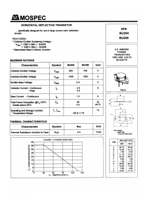 BU204 Datasheet PDF Mospec Semiconductor