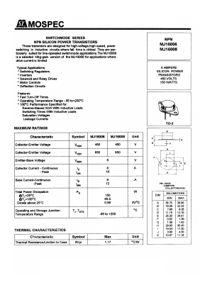 MJ16006 Datasheet PDF Mospec Semiconductor