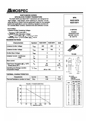 MJE13071 Datasheet PDF Mospec Semiconductor
