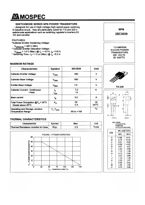 2SC3039 Datasheet PDF Mospec Semiconductor