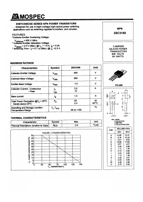 2SC3150 Datasheet PDF Mospec Semiconductor