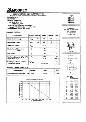 2N6436 Datasheet PDF Mospec Semiconductor