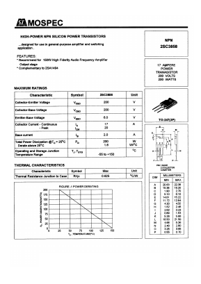 2SC3858 Datasheet PDF Mospec Semiconductor