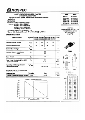 BD241A Datasheet PDF Mospec Semiconductor