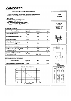 BUX80 Datasheet PDF Mospec Semiconductor