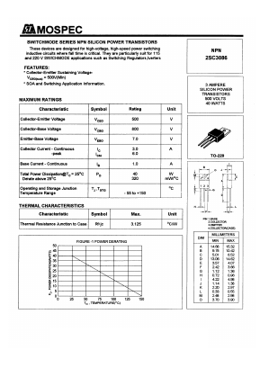 C3086 Datasheet PDF Mospec Semiconductor