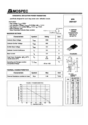 2SD1427 Datasheet PDF Mospec Semiconductor