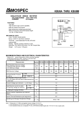 KBU8G Datasheet PDF Mospec Semiconductor