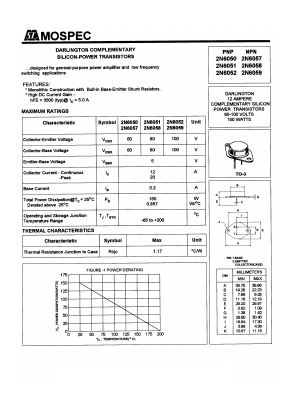 2N6050 Datasheet PDF Mospec Semiconductor