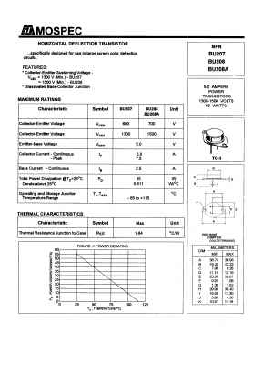 BU208 Datasheet PDF Mospec Semiconductor