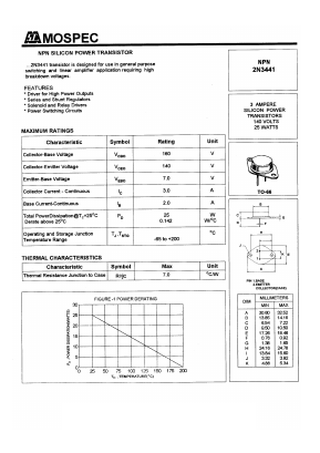2N3441 Datasheet PDF Mospec Semiconductor