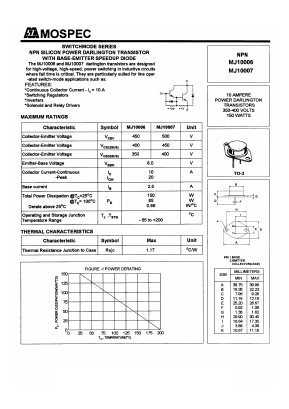 MJ10006 Datasheet PDF Mospec Semiconductor