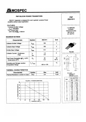 A1011 Datasheet PDF Mospec Semiconductor