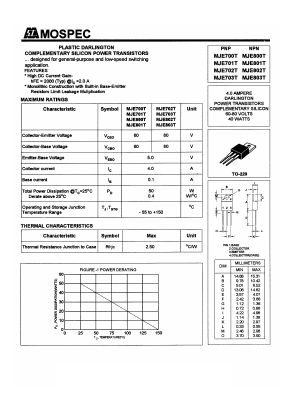 MJE700T Datasheet PDF Mospec Semiconductor