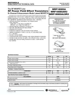 MRF18085ALSR3 Datasheet PDF Motorola => Freescale