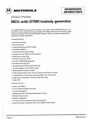 MC68HC705F6 Datasheet PDF Motorola => Freescale