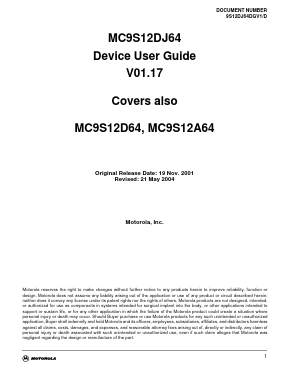 MC9S12D64VFU Datasheet PDF Motorola => Freescale
