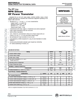 MRF858 Datasheet PDF Motorola => Freescale