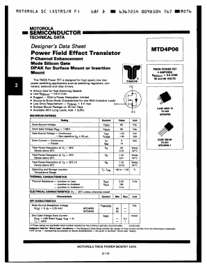 MTD4P05 Datasheet PDF Motorola => Freescale