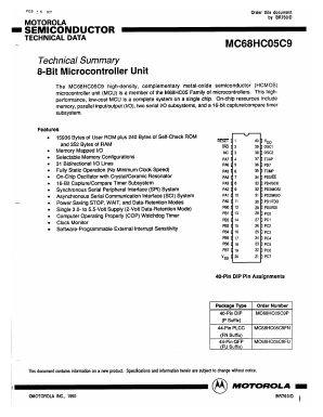 MC68HC05C9FU Datasheet PDF Motorola => Freescale