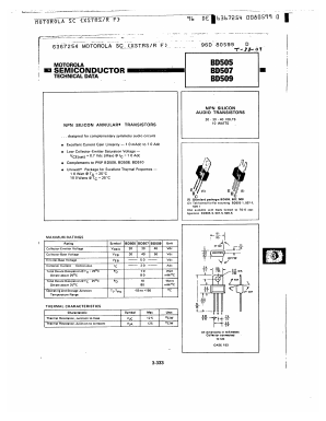 BD509 Datasheet PDF Motorola => Freescale
