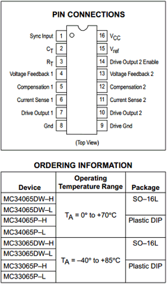 MC33065P-H Datasheet PDF Motorola => Freescale