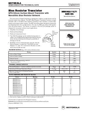 MMUN2211LT1 Datasheet PDF Motorola => Freescale