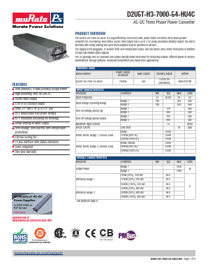 D2U5T-H3-7000-54-HU4C Datasheet PDF Murata Power Solutions