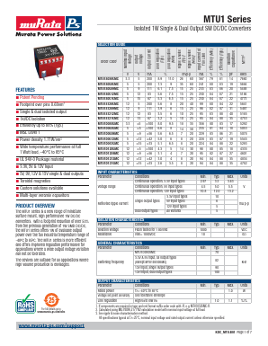 MTU1D0305MC Datasheet PDF Murata Power Solutions