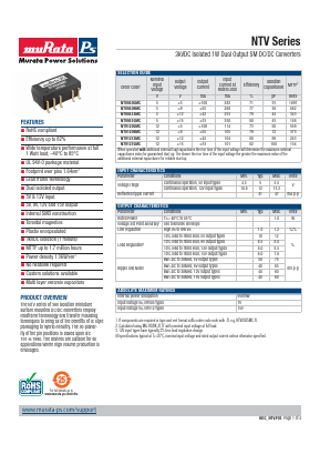 NTV0505MC Datasheet PDF Murata Power Solutions