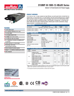 D1U86P-W-1600-12-HB4DC Datasheet PDF Murata Power Solutions