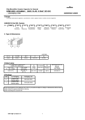 GRM188B11A394MA61 Datasheet PDF Murata Manufacturing