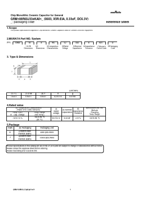 GRM188R60J334KA01J Datasheet PDF Murata Manufacturing