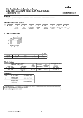 GRM188B31C684KA75D Datasheet PDF Murata Manufacturing