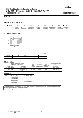 GRM188R11E224JA88J Datasheet PDF Murata Manufacturing
